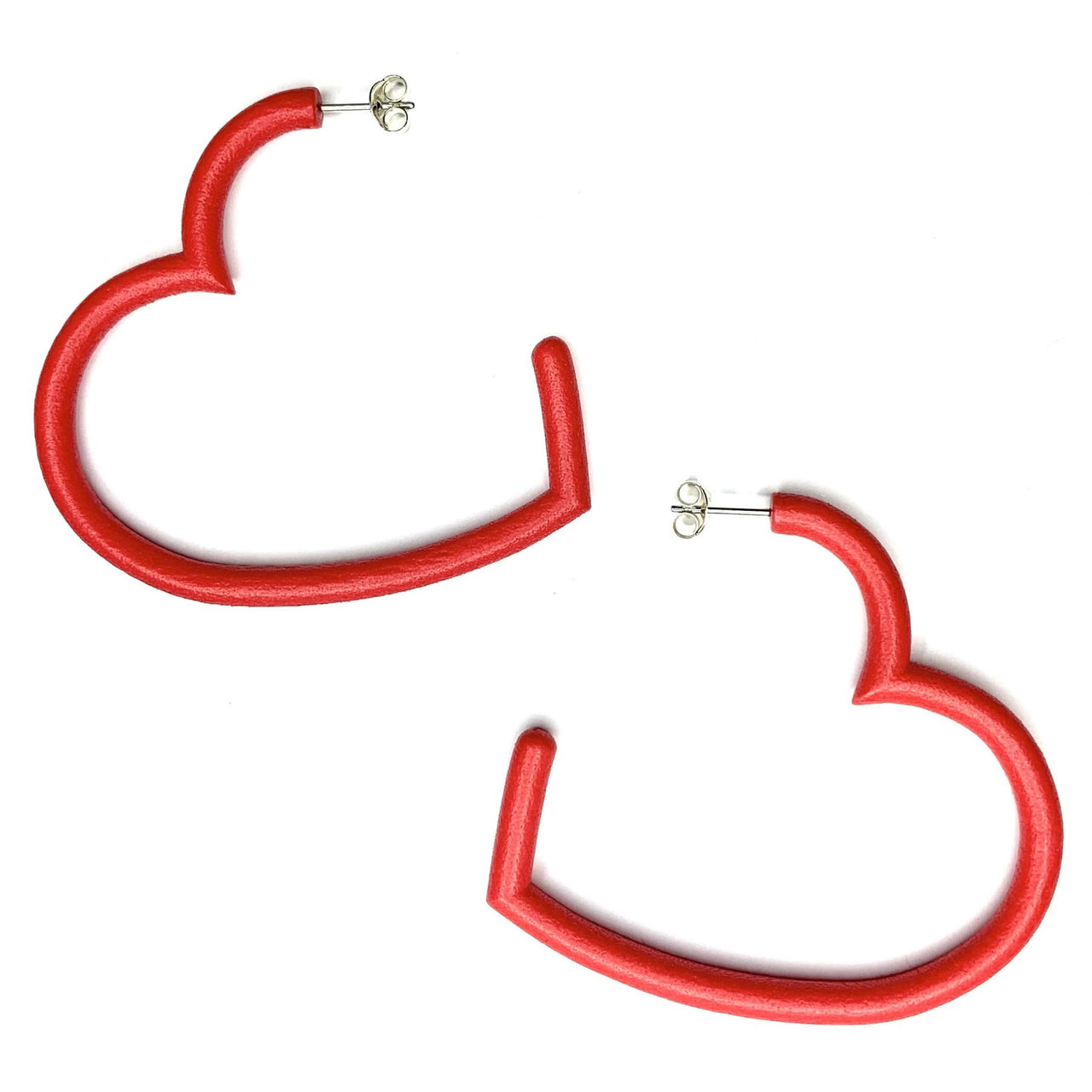 Red Heart Hoop Earrings – Medium