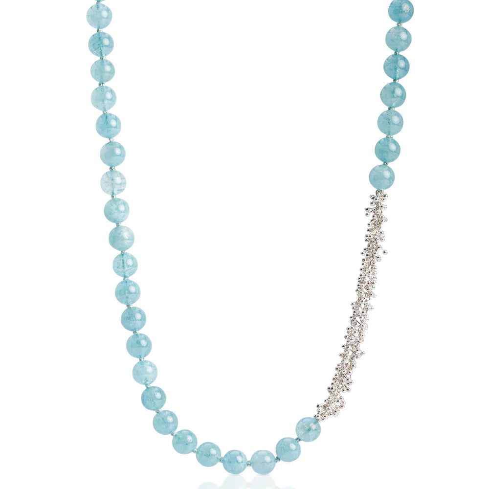 Aquamarine and silver necklace