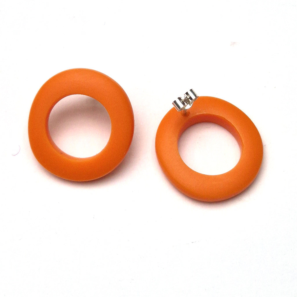 Resin Wobble Earring Hoops - Orange