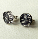 Black Round Stud Earrings
