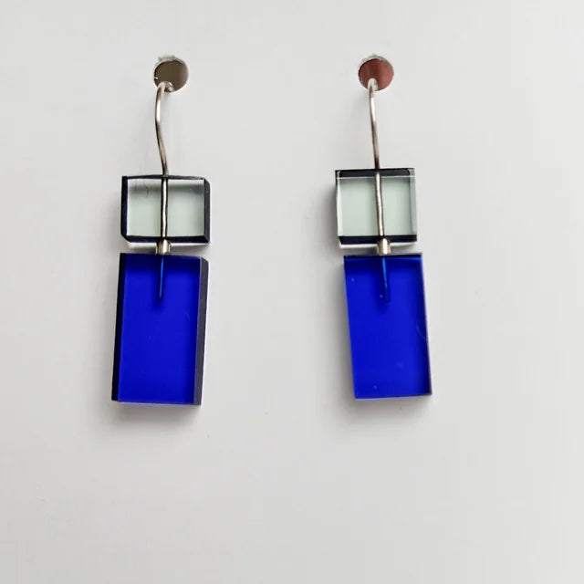 Blue and Black Construction Earrings