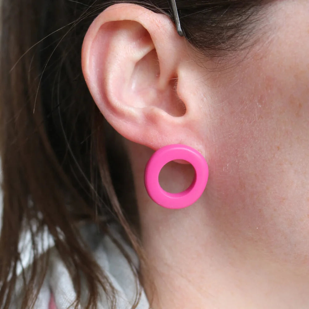 Resin Wobble Earring Hoops - Cerise