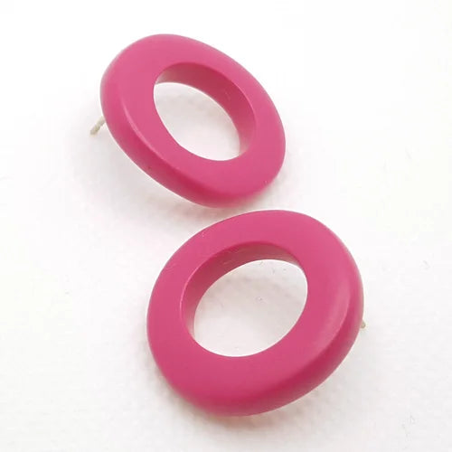 Resin Wobble Earring Hoops - Cerise
