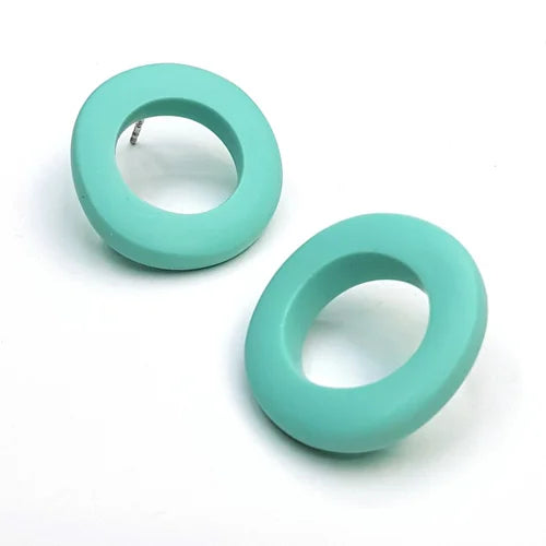 Resin Wobble Earring Hoops- Light turquoise