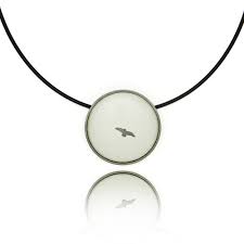 White Enamel Bird Pendant