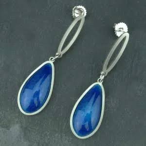 Purple Teardrop Drop Stud Earrings