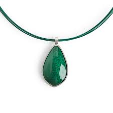 Green Enamel Teardrop Pendant