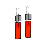 Red and Black Long Construction Earrings