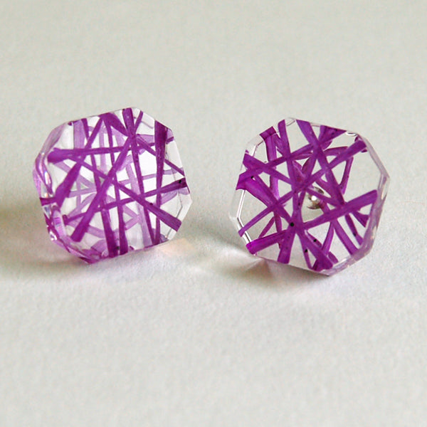 Purple Facet Stud Earrings