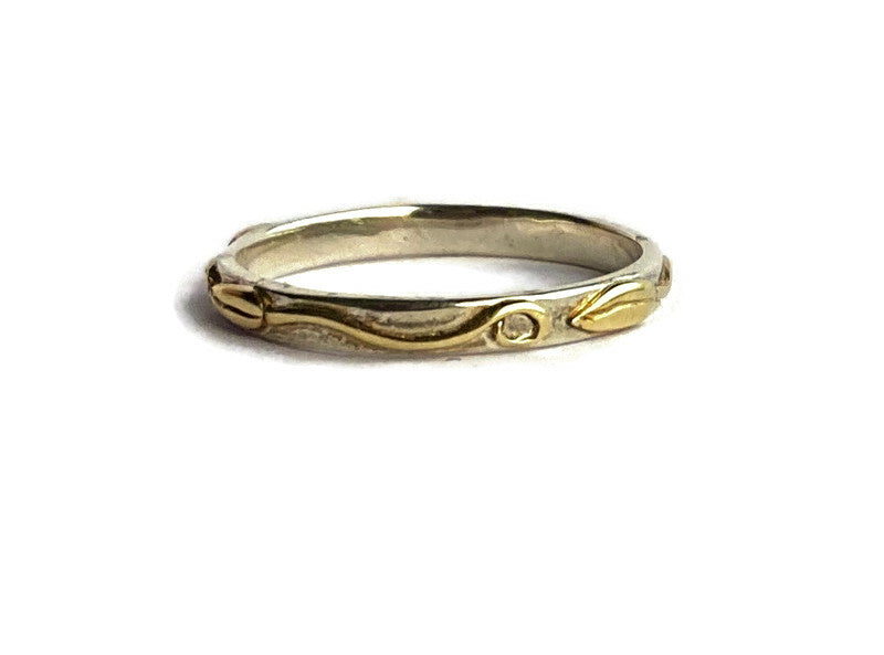 Silver / 9ct gold Tapestry Design Ring