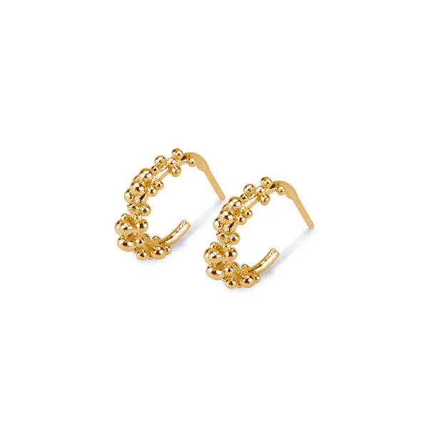 Petit Granule Hoops Gold Plated