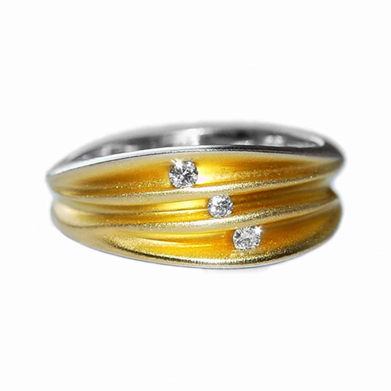 Silver, Gold & Diamond Shell Ring