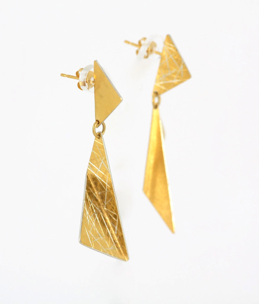 Folded Triangle Drop Earrings