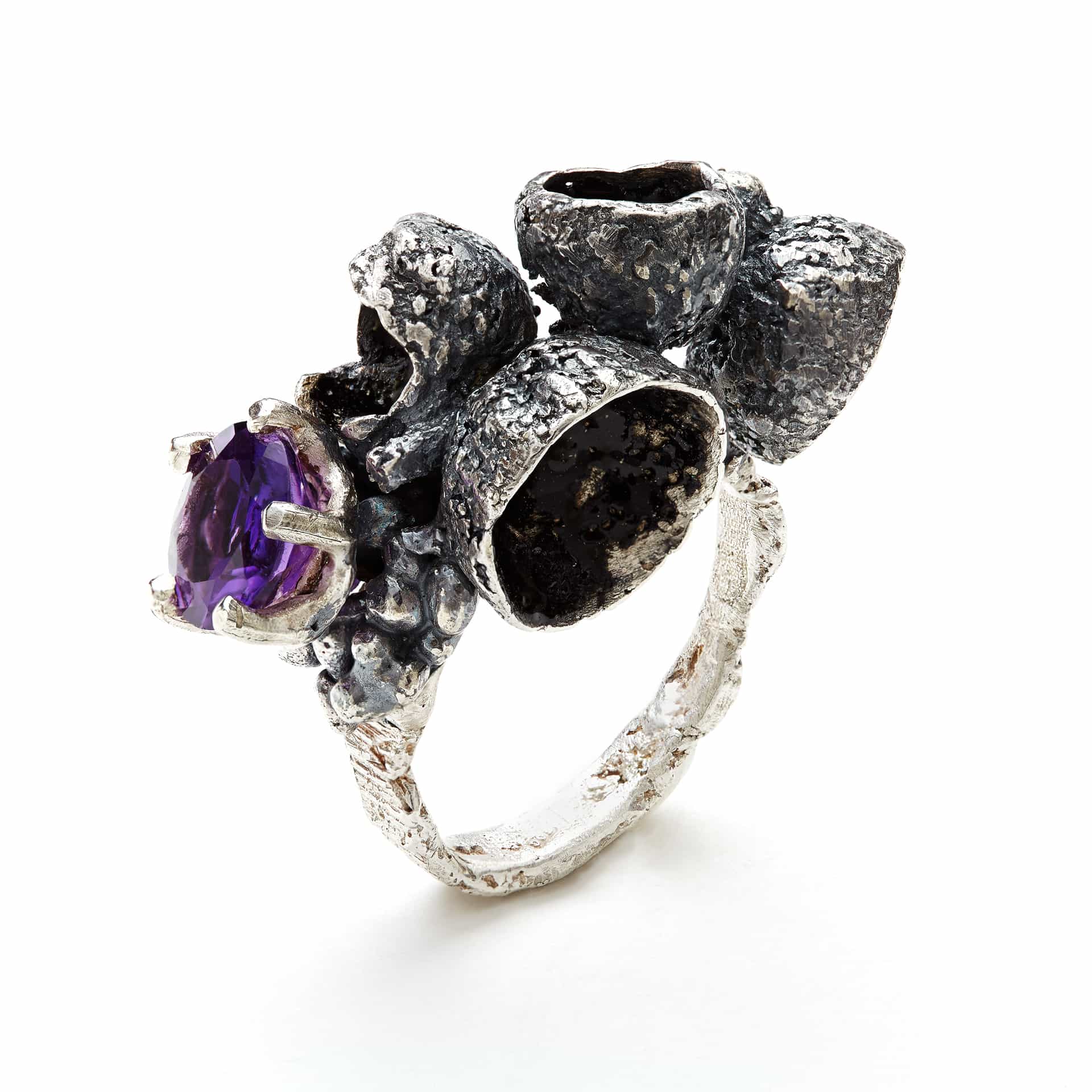orgnaic_ring_eily_o_connell_irish_jewellery_jewelry_art_amethyst_silver_enamel_unique_contemporary